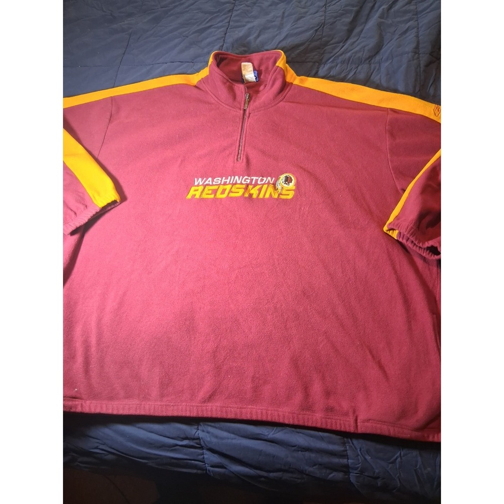 Vtg NFL Reebok Washington Redskins 6XL Fleece Jacket 1/4 Zip Y2K Pockets‎